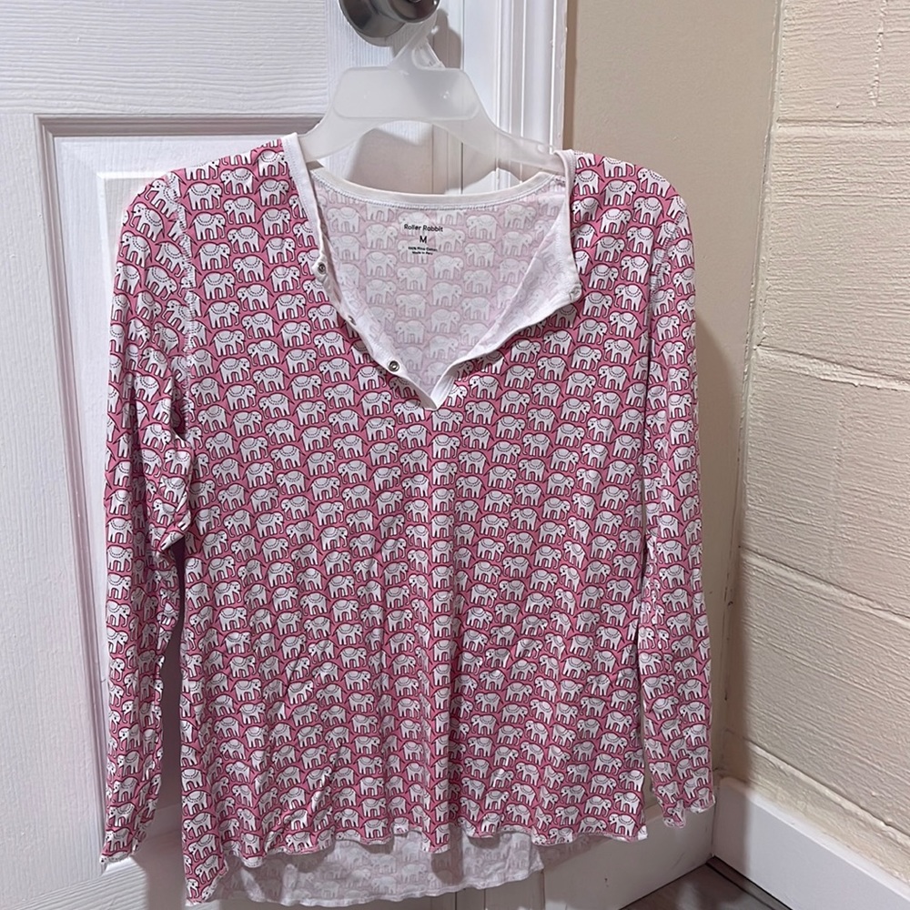 Roller Rabbit pink elephant top.